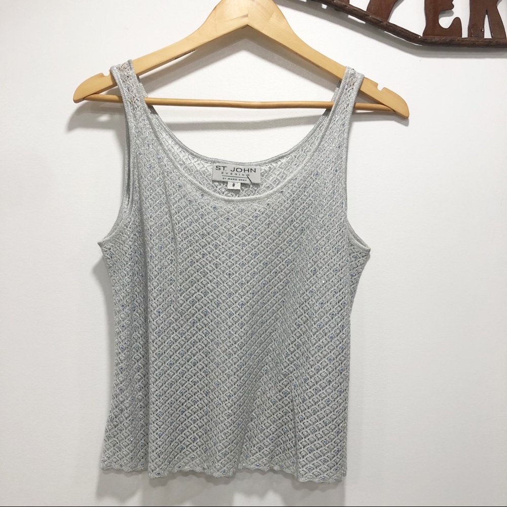 ST JOHN evening sparkly knit tank top
